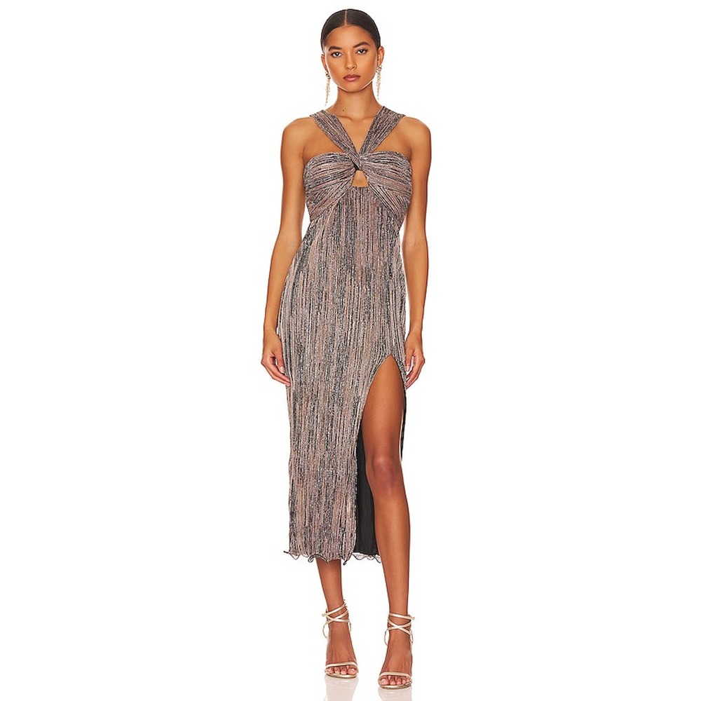 Saylor Noen Midi Halter Dress in Black M